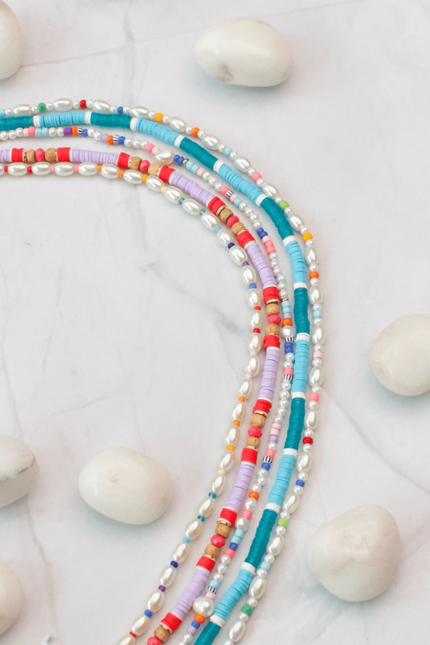 Blue Sequin Bead Bracelet Necklace Set