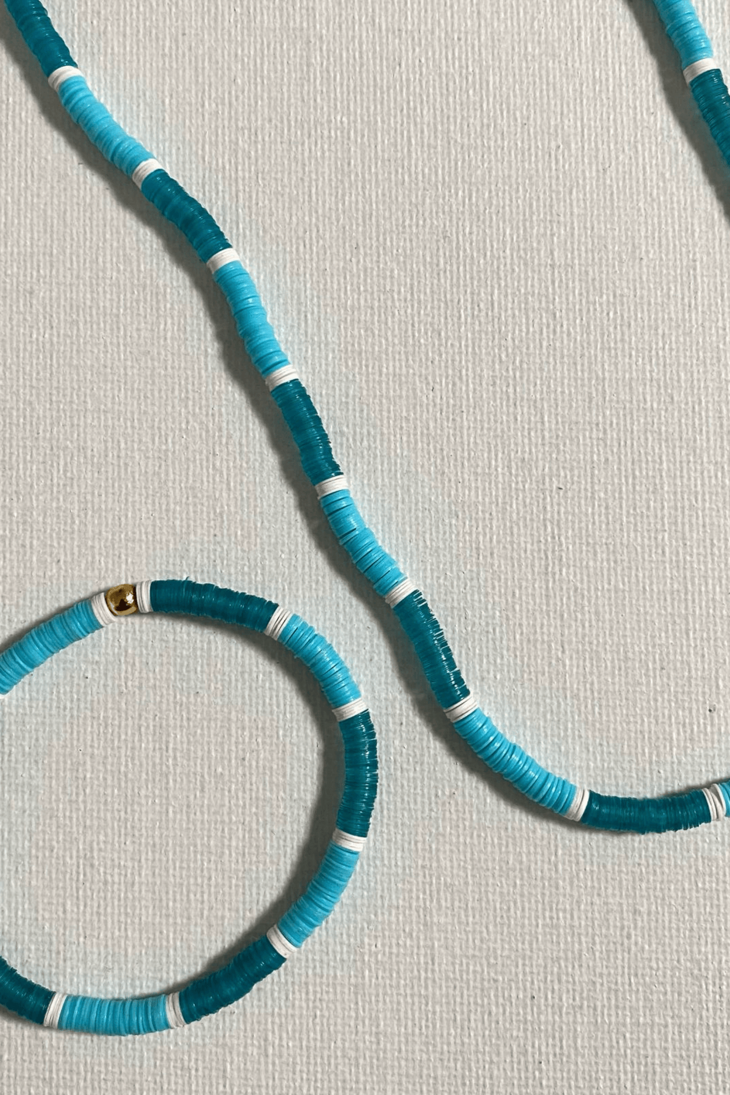 Blue Sequin Bead Bracelet Necklace Set